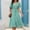 Mint Green, variant on ITSAME Womens Flare Dress, Short Sleeve Buttons V Neck Leopard Drawstring Waist Pleated Flowing Dress Coffee M