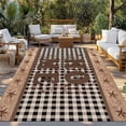 thumbnail image 2 of Farmhouse Outdoor Rug for Patio/Deck/Porch, Non-Slip Large Area Rug 3 x 5 Ft, Vintage Country Texas Star Plaid Wooden Grain Indoor Outdoor Rugs Washable Area Rugs, Camping Rug Carpet Runner, 2 of 8