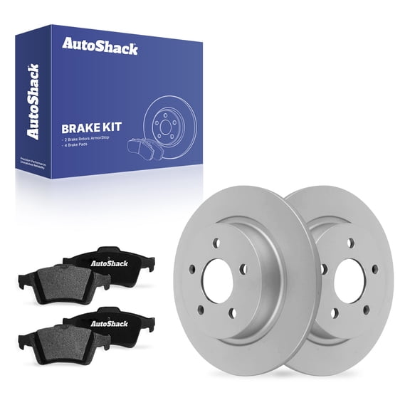 AutoShack Rear Solid Coated Brake Rotors   Ceramic Pads 6-PC Brake Kit Replacement for 2004-2012 Volvo S40 2006-2013 Volvo C70 ArmorStop 11.02" (280 mm)