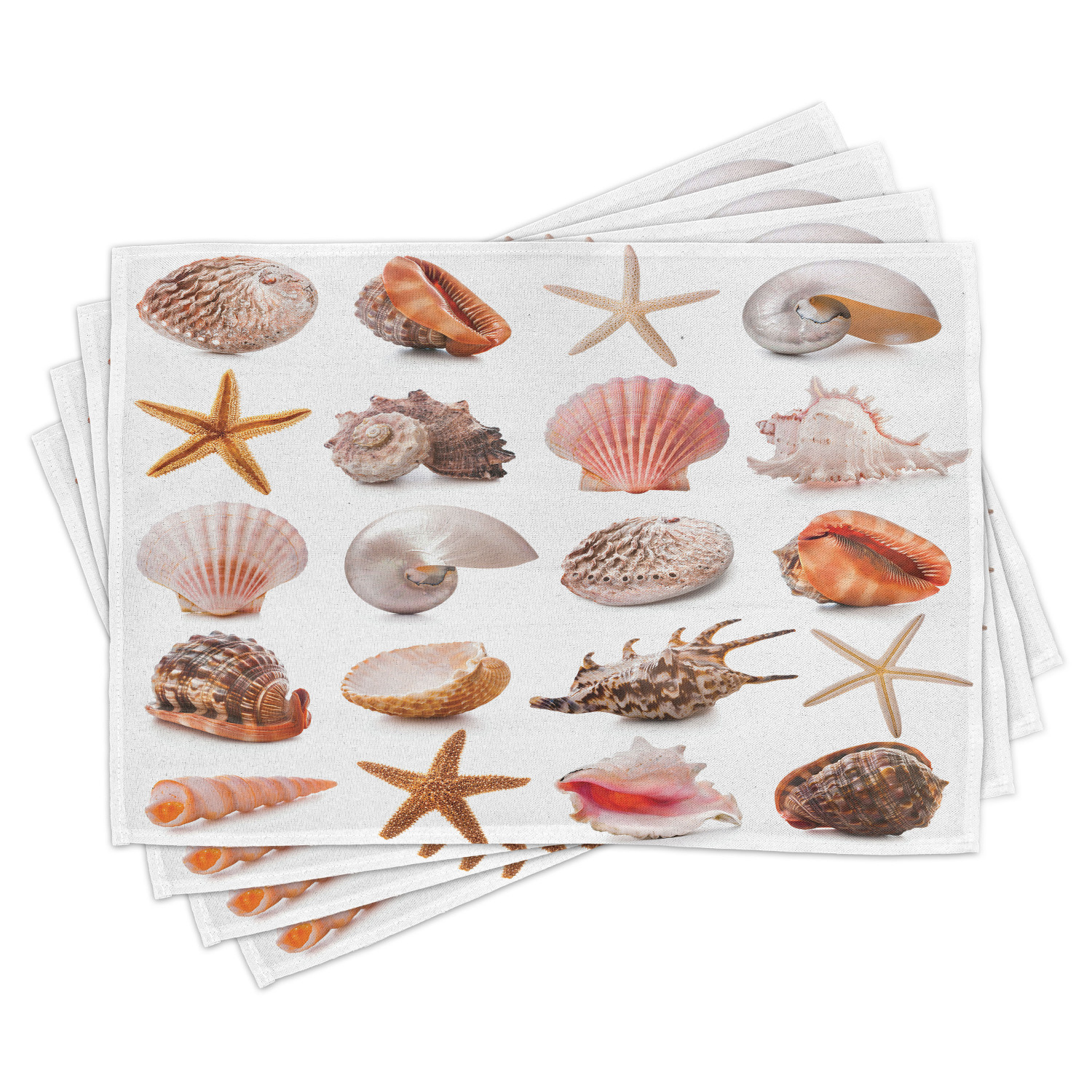 Seashells Placemats Set of 4 Seashell Collection Scallop Nautilus