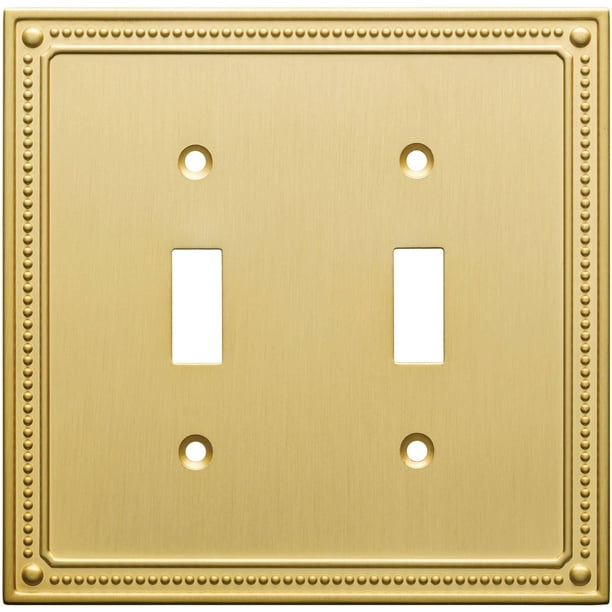 Franklin Brass Classic Beaded Double Switch Wall Plate in Brushed Brass