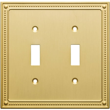 - Franklin Brass Classic Beaded Double Switch Wall Plate in Brushed Brass