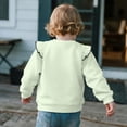 thumbnail image 4 of Yuyamidu Toddler Cat Sweatshirt for Girls 1T 2T Light Green Cute Graphic Crewneck Sweatshirts Soft Lightweight Long Sleeve Ruffle Shoulder Pullover Tops for School Outdoor Play, 4 of 8