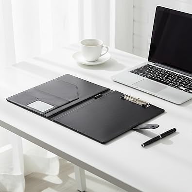 Expanding Portfolio Folder – Faux Leather Document Organizer with Accordion File Pocket, Professional Binder for Business, Interview, Office, School