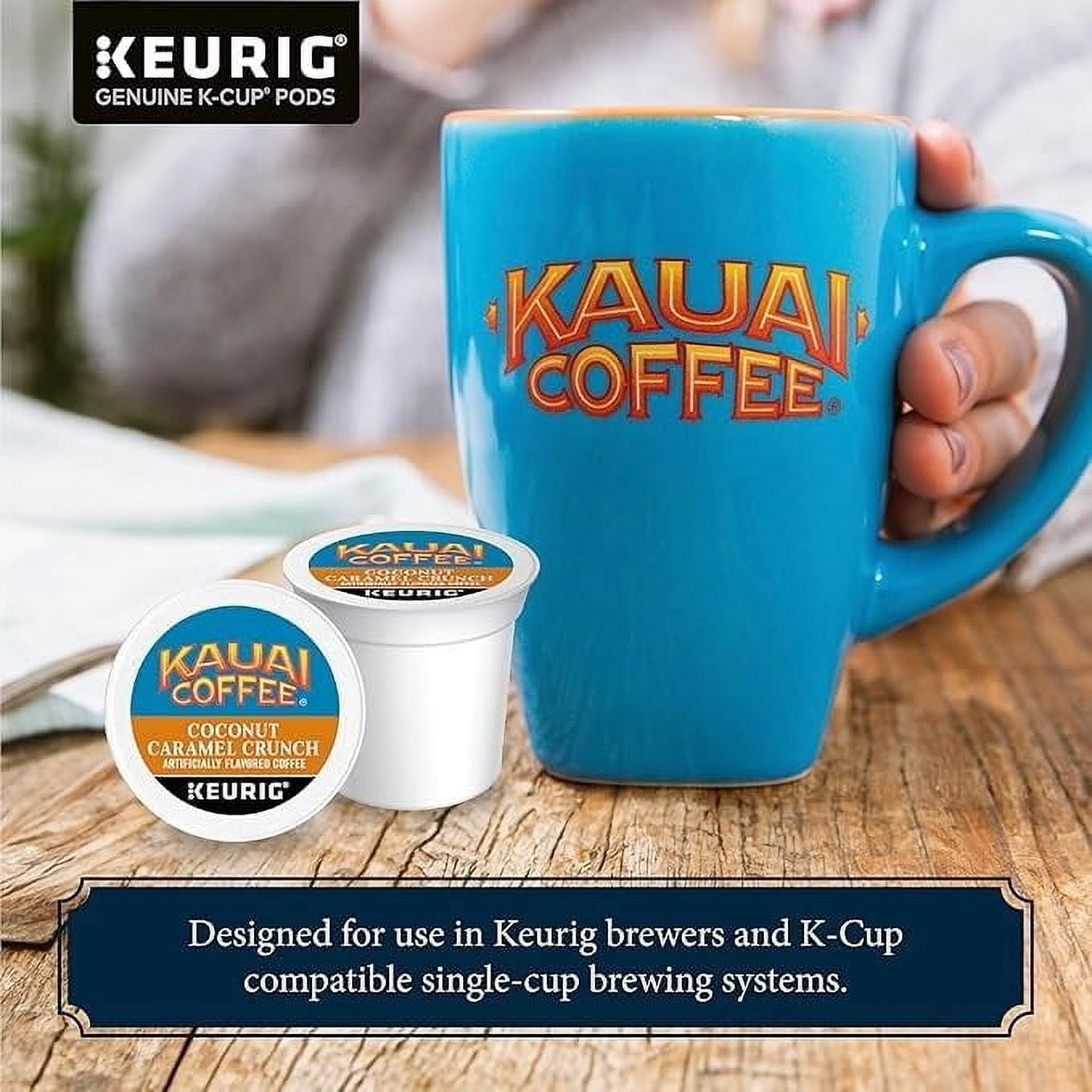 Kauai Coffee K-Cup Pods for Keurig Brewers – Arabica Coffee, 10% Hawaiian – Medium Roast, Nutty with Sweet Chocolate Overtones – Na Pali Coast, 1 Pack of 22 Single Serve K-Cups