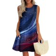 thumbnail image 2 of Women's Casual Summer Dress, Sleeveless Round Neck Sundress with Patriotic Print, Lightweight Outfit for Travel and Festivals,Blue 2XL, 2 of 5