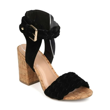 Kork Ease Suede Sandals - New Women Wild Diva Susie-22 Suede Open Toe Woven Cork Block Heel Sandal Size