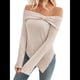 thumbnail image 1 of Suéter de Punto con Lazo y Hombros Descubiertos para Mujer, con Abertura Lateral, Estilo Y2K, A Albaricoque M, 1 of 10