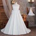 thumbnail image 4 of JAJAHO Satin Dress For Girls With Pearls Design Sleeveless Bow Maxi Ball Gown Flower Girl Dress For Wedding Birthday Party Formal Wear 8-13Y, 4 of 9
