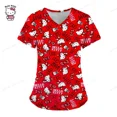 thumbnail image 4 of Cartoon Color Blocking Hello Kitty Printed Nurse Scrubs Women Nurse Uniform V-neck Clinic Uniform Hospital Spa T-shirt, 4 of 5