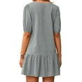 thumbnail image 4 of Gvmfive Womens Cotton Linen Casual T-shirt Dress Short Sleeve Ruufled Dress, 4 of 4
