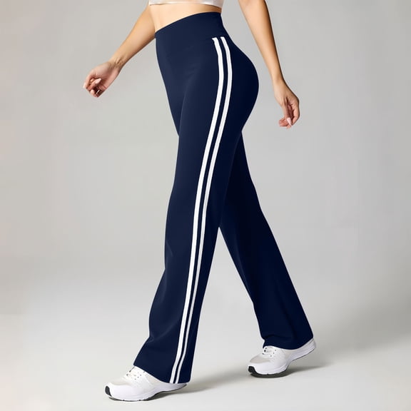 Cutuoiiu Women's High Waisted Flare Yoga Pants Side Stripe Stretch Sports Trousers for Outdoor Running Gifts