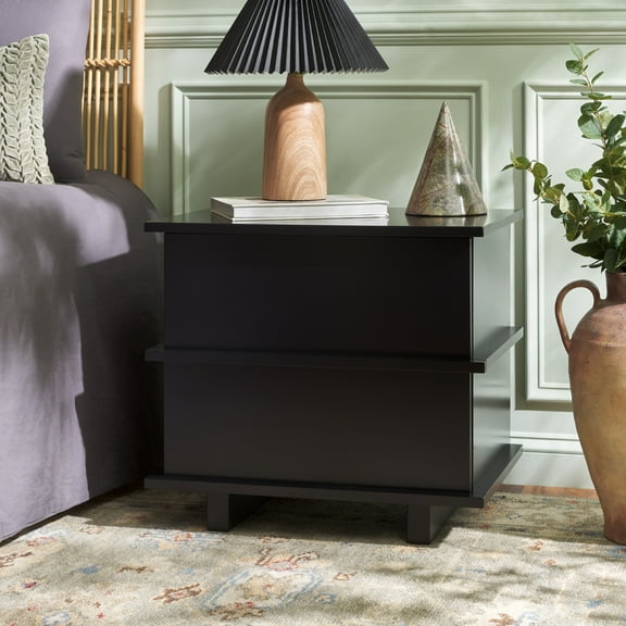 Safavieh Rodney Bohemian Rubberwood and Plywood Night Stands, Black