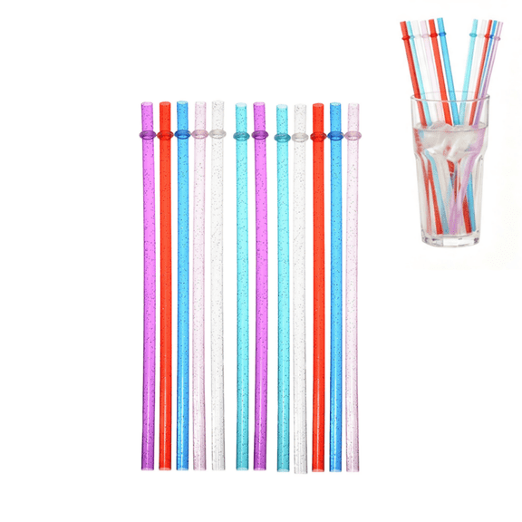 12PCS Reusable Hard Plastic Straws, Threaded Drinking Straws, Replacement Straw Accessories for Tumbler Cups