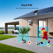 TOGUARD SC56 Solar Wireless Security Camera System Outdoor with 500G Hard Drive 4pcs 2K PTZ Dual Lens Linkage Security Surveillance Cameras Multi-Angle Monitoring