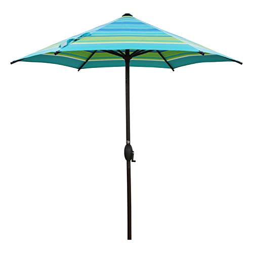 Abba Patio 7 5ft Umbrella Outdoor Market Table With Push On Tilt And Crank For Garden Lawn Deck Backyard Pool Turquoise Stripe Com Abba Patio 7 5ft Umbrella Outdoor, 7.5 Patio Umbrella