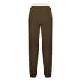 thumbnail image 3 of Wyobmus Women's High Waisted Sweatpants Fashion Solid Color Workout Active Joggers Drawstring Full Length Pants With Pocket A-Brown, 3 of 5