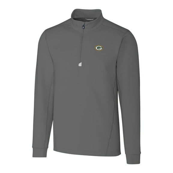 Men's Cutter & Buck Gray Green Bay Packers Big & Tall Traverse Half-Zip Pullover Jacket