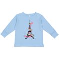thumbnail image 3 of Inktastic Eiffel Tower in Paris with Flowers and Pink Banner Boys or Girls Long Sleeve Toddler T-Shirt, 3 of 5