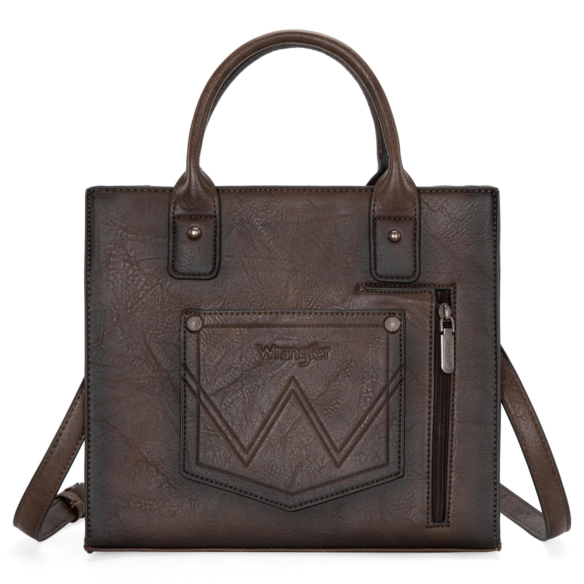 Wrangler Tote Bag for Women Western Cowhide Purse and Wallet Set, Coffee