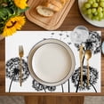 thumbnail image 4 of Dandelion Placemats Set of 6, Black White Modern Country Rustic Plants Placemats for Dining Table, Place Mats for Kitchen Tabletop, Waterproof Wipeable Dining Table Mats Set, 4 of 9