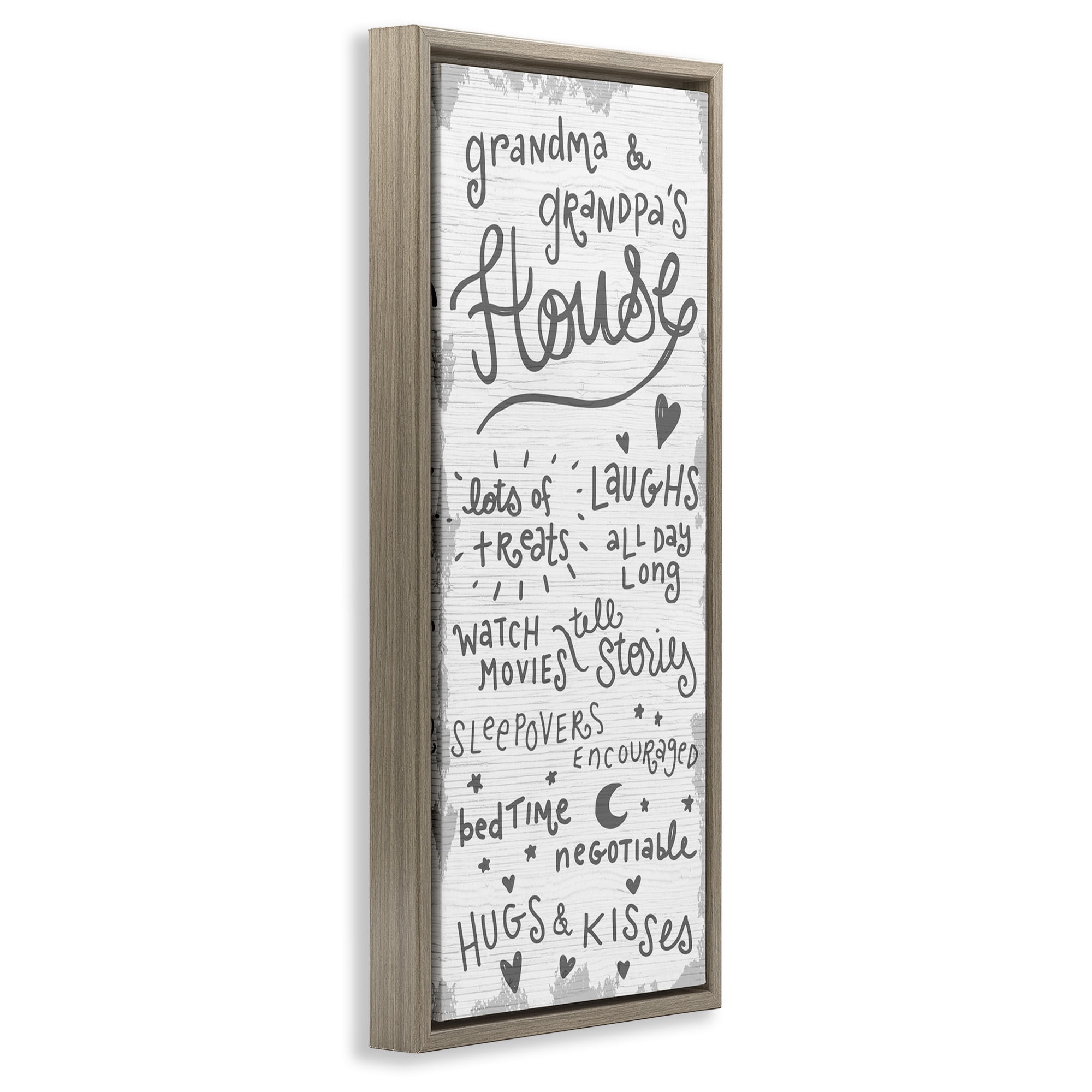 Stupell Industries Grandparents House Fun Family Inspirational Painting Brown Floater Framed Canvas Art Print Wall Art, 15 x 31