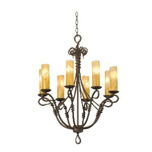 

Kalco Lighting 3489BA/S195 Vine - Eight Light Chandelier Beige Fabric Shade Bark Finish