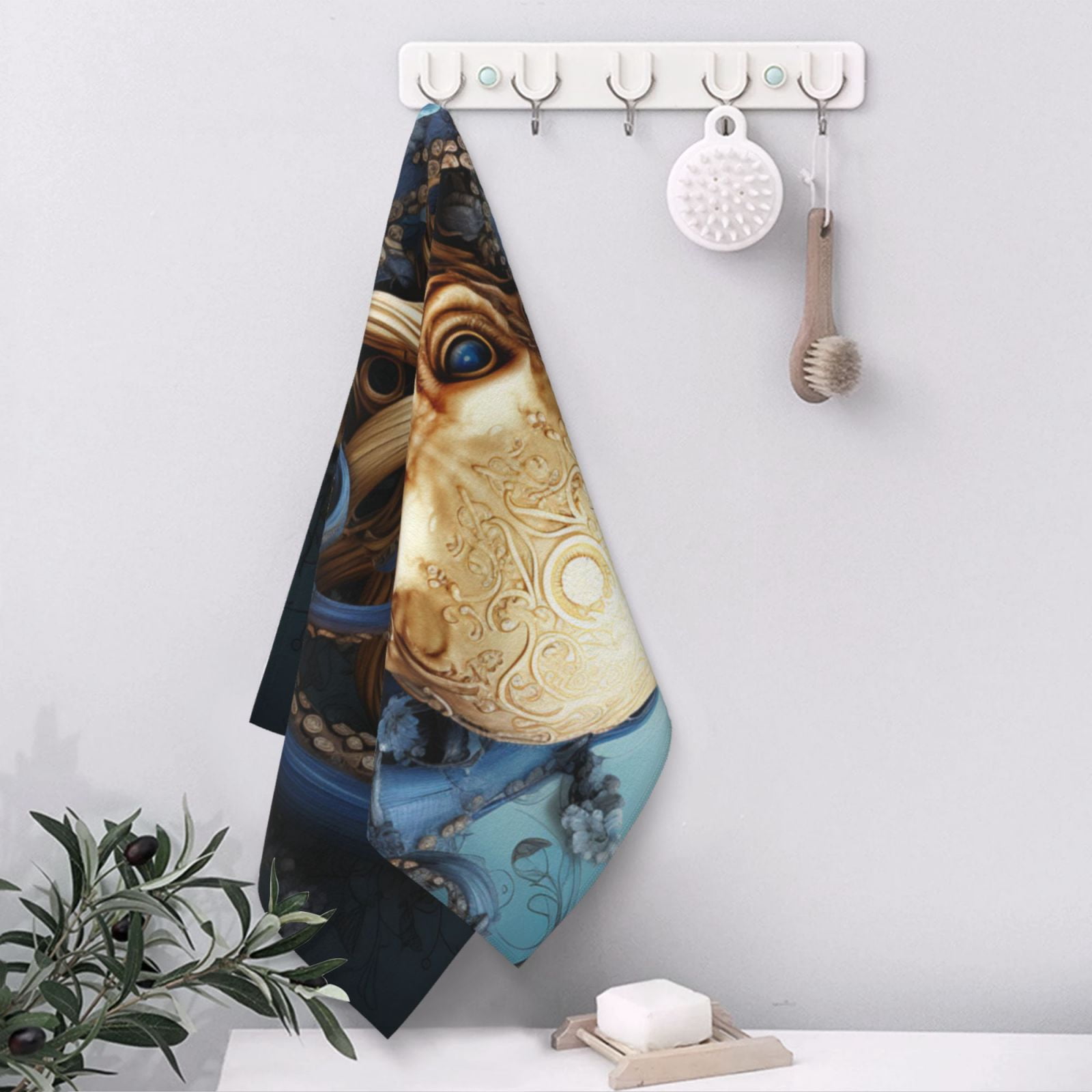 Octopus Kraken Monster Art Vintage 27.5" x 16" Ultra Soft Hand Towel, Face Wash Cloth for Bathroom, Gym, Travel, Pool