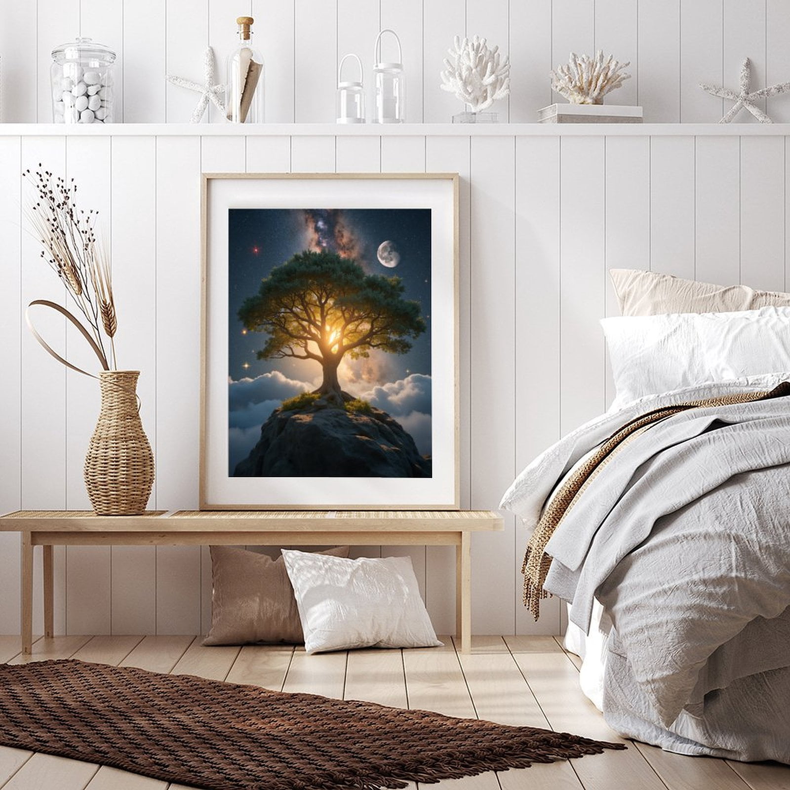 Diamond Art Kit for Adults, Tree Moon Stars Rock Night Sky Diamond Painting for Adults Beginners, DIY Diamond Art Painting Kits, 5D Diamond Painting Crafts for Home Decor 12x16 Frameless