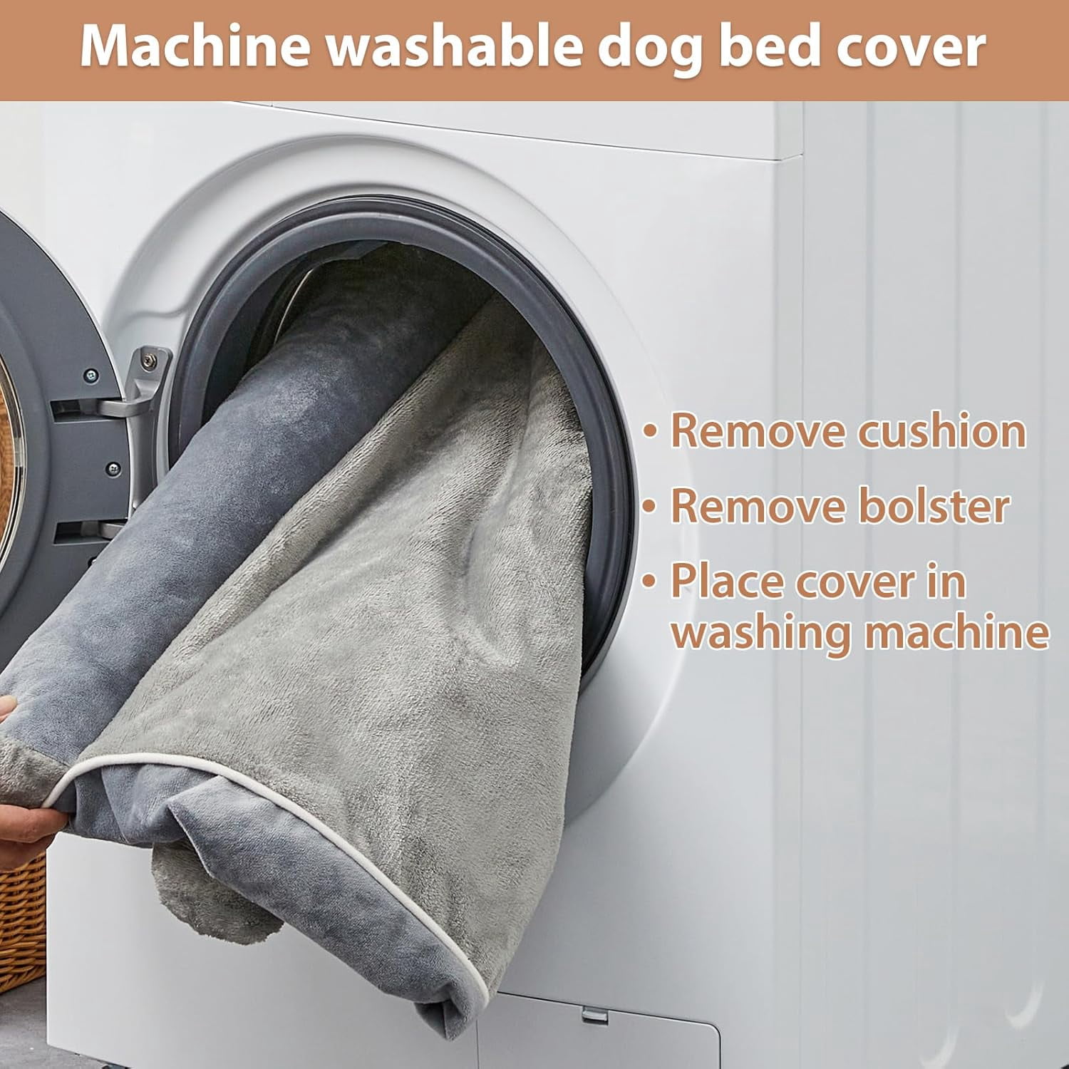 Washable Dog Beds for Large Dogs, Orthopedic Dog Bed Large, Big Dog Couch Bed with Removable Washable Cover, Waterproof Lining and Nonskid Bottom, Egg-Crate Foam Pet Sofa Bed for Sleeping
