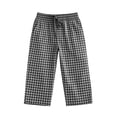 thumbnail image 5 of Girls Pants Kids Summer Plaid Drawstring Capri Trousers Side Pockets Playwear Black 5-6 Years, 5 of 6