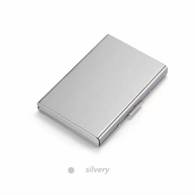 10 Card Slots Storage Box Driver License Storage Card Holder Stainless Steel Anti-Theft Brush bank Credit Card Metal Card Bag - Silver