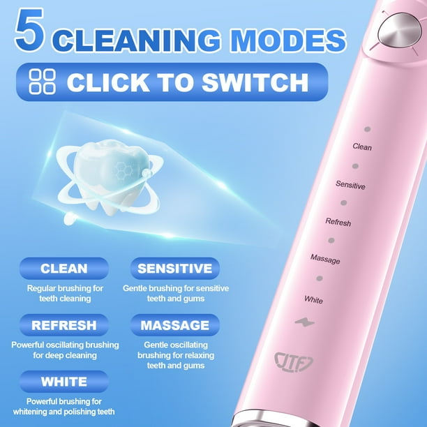 JTF Sonic Electric Toothbrush for Adults and Kids with Travel Case and 6 Brush Heads, 5 Modes 40000 VPM Rechargeable Power Toothbrush with Wireless Charger, IPX7 Waterproof... JTF Sonic Electric Toothbrush for Adults and Kids with Travel Case and 6 Brush Heads, 5 Modes 40000 VPM Rechargeable Power Toothbrush with Wireless Charger, IPX7 Waterproof... - Image 3