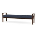 thumbnail image 2 of Amherst Wood Reception Waiting Room 19" 3 Seat Bench / Walnut Wood / Blue, 2 of 5