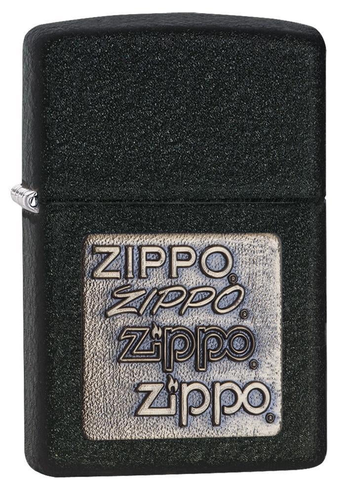 Zippo Brass Emblem Black Crackle Pocket Lighter