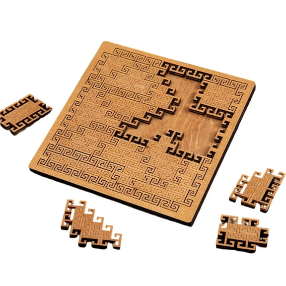 Fractal Tray Puzzle, Portable Reverse Thinking Puzzles, Hard Difficult Wooden Jigsaw Puzzles, Unique Irregular Creative Labyrinth