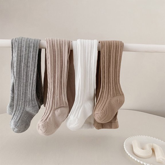 Baby Girls Tights Cable Knit Leggings Stockings Cotton Warm Pantyhose Pants Socks for Toddlers Kids Girls Height 65-125cm, 4 Pack