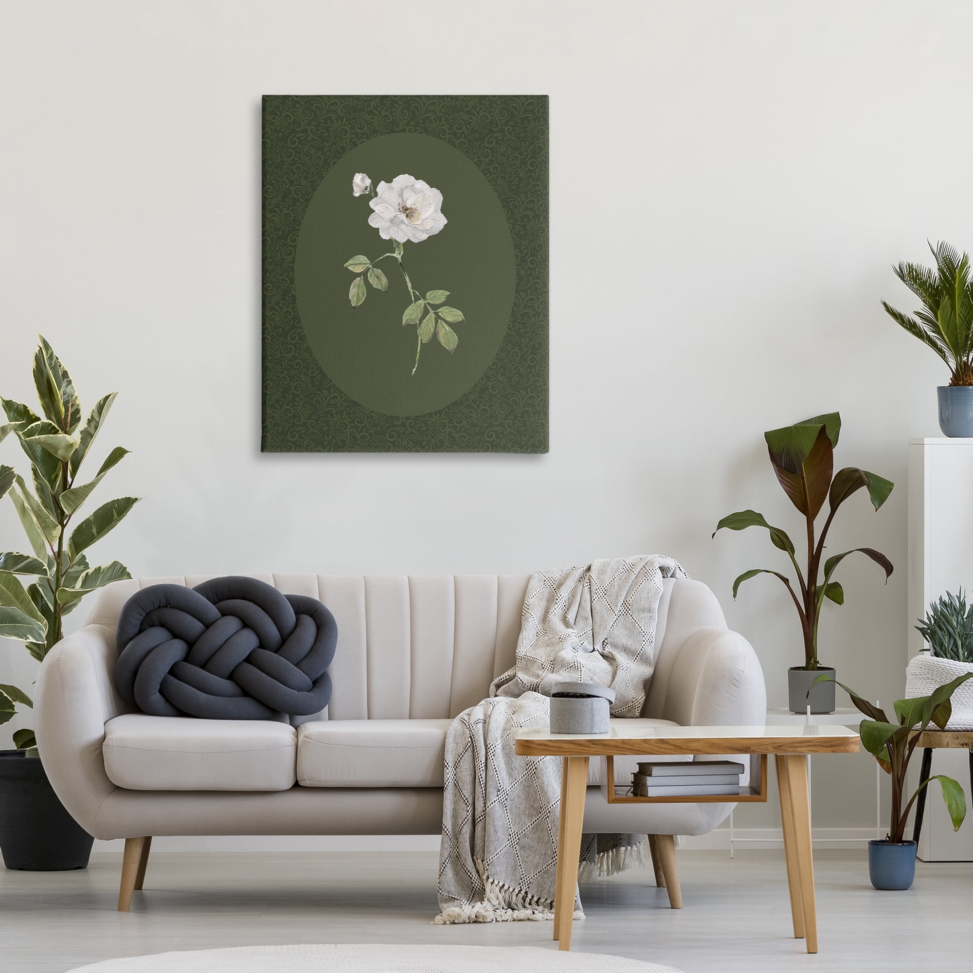 Stupell Industries White Rose on Emerald Canvas Wall Art, design by Sally Swatland