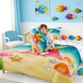 thumbnail image 4 of Manfei Cartoon Initial K Beach Seashell Starfish Full Size Comforter Sets for Kids Boys and Girls, Nautical Alphabet Print Bedding Sets, Stars Reversible 3 Pieces, 1 Comforter and 2 Pillowcases, 4 of 6