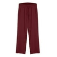 thumbnail image 6 of Fashion Olyvenn Linen Pants Women Summer Wide Leg Pants Stylish High Waist Palazzo Casual Loose Flowly Tall Beach Trousers with Pockets Wine XXXL, 6 of 7