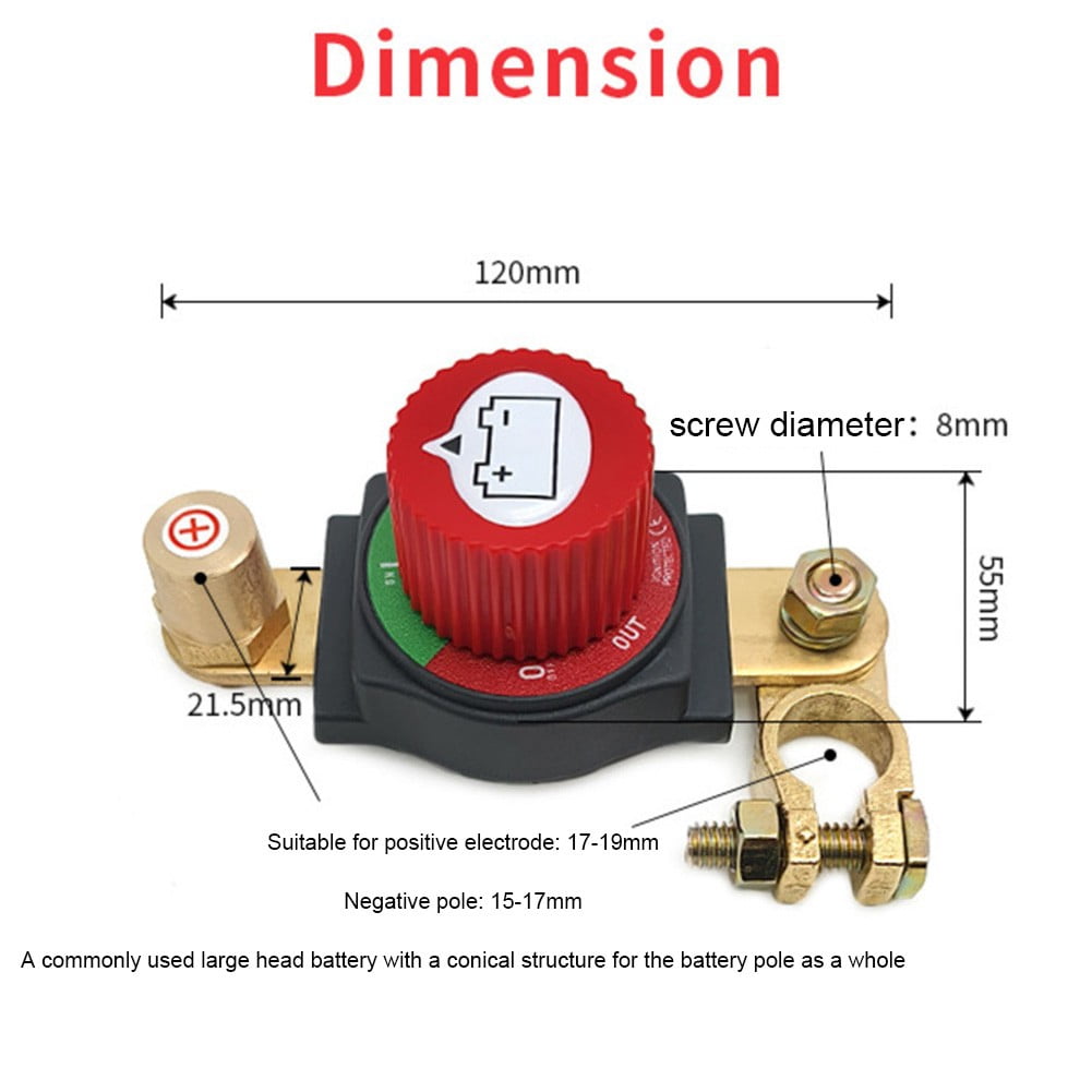 yaaqii Marine Waterproof Battery Disconnect Switch for RV Car Boat for ATV 12V 48V