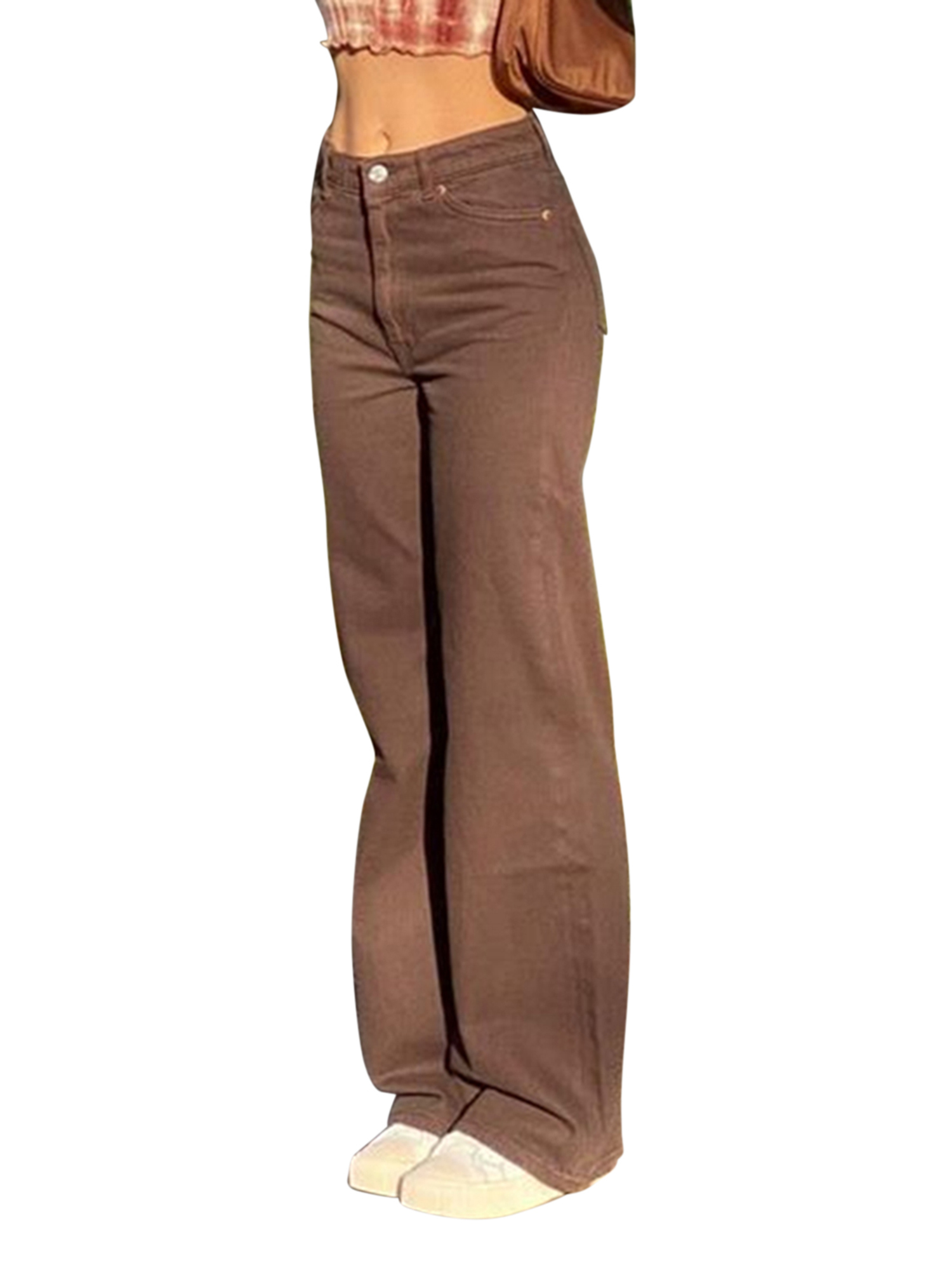 luethbiezx Women 's Y2K Straight Leg Trousers High Waist Denim Jeans Loose Baggy Flare Pencil Jeans Vintage E-Girl Streetwear Pants - image 2 of 6