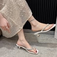 thumbnail image 4 of DIVVce Rhinestone Thong Kitten Heel Mules For Women Square Toe Slip On Evening Dress Casual Footwear, 4 of 8