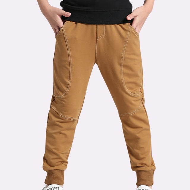 RXIRUCGD Children's Fashion Cute Solid Color Elastic Sports Pants Long Pants( Marron, Taille: 8 Ans