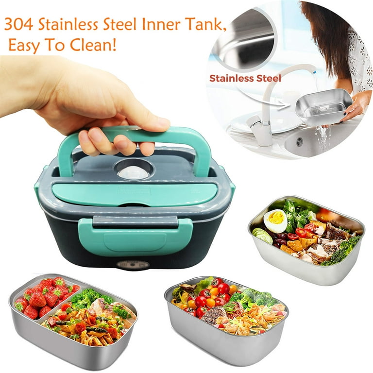 Electric Lunch Box Food Warmer - 2-In-1 Portable Food Heater for Car & Home  - Leak Proof, Lunch Heating Microwave for Truckers with Removable Stainless  Steel Container 1.5 L, 110V/12V 