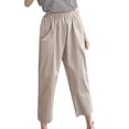 thumbnail image 2 of Itsame Womens Loose Long Pants Pocket Relaxed High Waisted Wide Leg Sweatpants Beige Size 5XL, 2 of 5