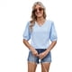 thumbnail image 3 of Camisa de Corta Abullonada para Mujer, Top de Verano, Azul , Talla M, 3 of 6