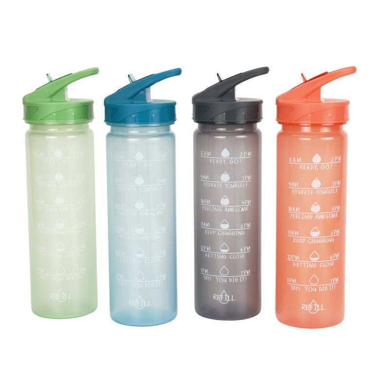 Mainstays 4-Pack 24-Ounce Solid Print Plastic Water Bottles with