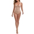 thumbnail image 2 of INSPIRE CHIC Women's Steel Boning Underwired Padded Plunge Bodysuits Hip Lifter Tummy Control Crotch Hooks Closure Jumpsuits S Beige, 2 of 5
