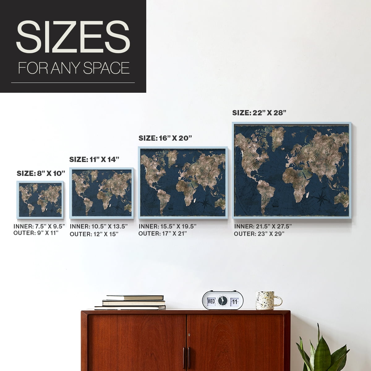 Navy Atlas by CAD Designs - Restickable Framed Giclée Print